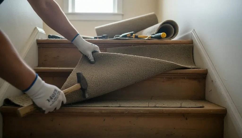 hoe haal je tapijt van de trap