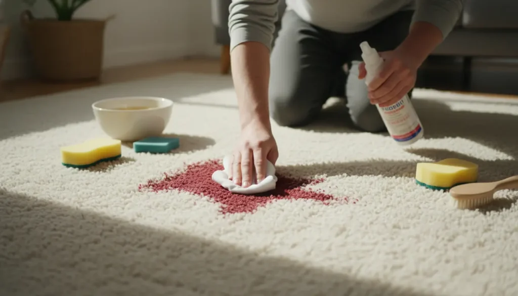 vlek uit wollen tapijt halen